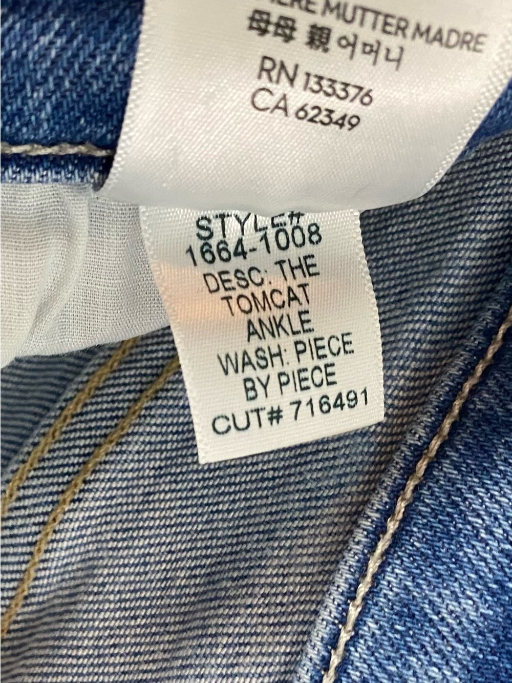 MOTHER  Tomcat Ankle Jeans Straight Leg Size 25 Piece by Piece - Picture 12 of 16